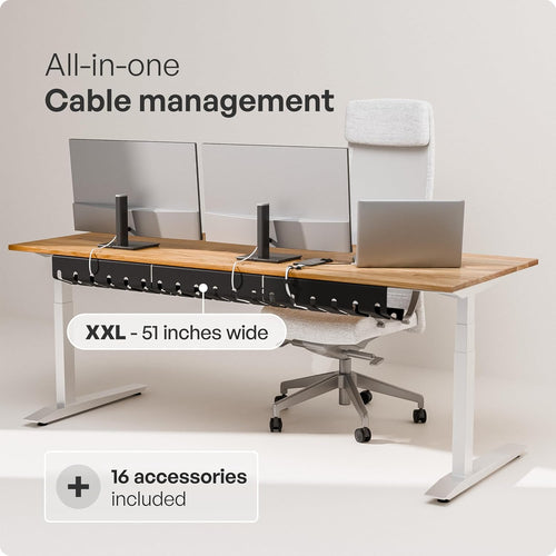 Cable Management under Desk, Set of 3 - Black | Easy Under-Table Mounting Keeps Cables Organized, Includes 10 Cable Ties for a Clean and Tidy Office or Home Workspace.
