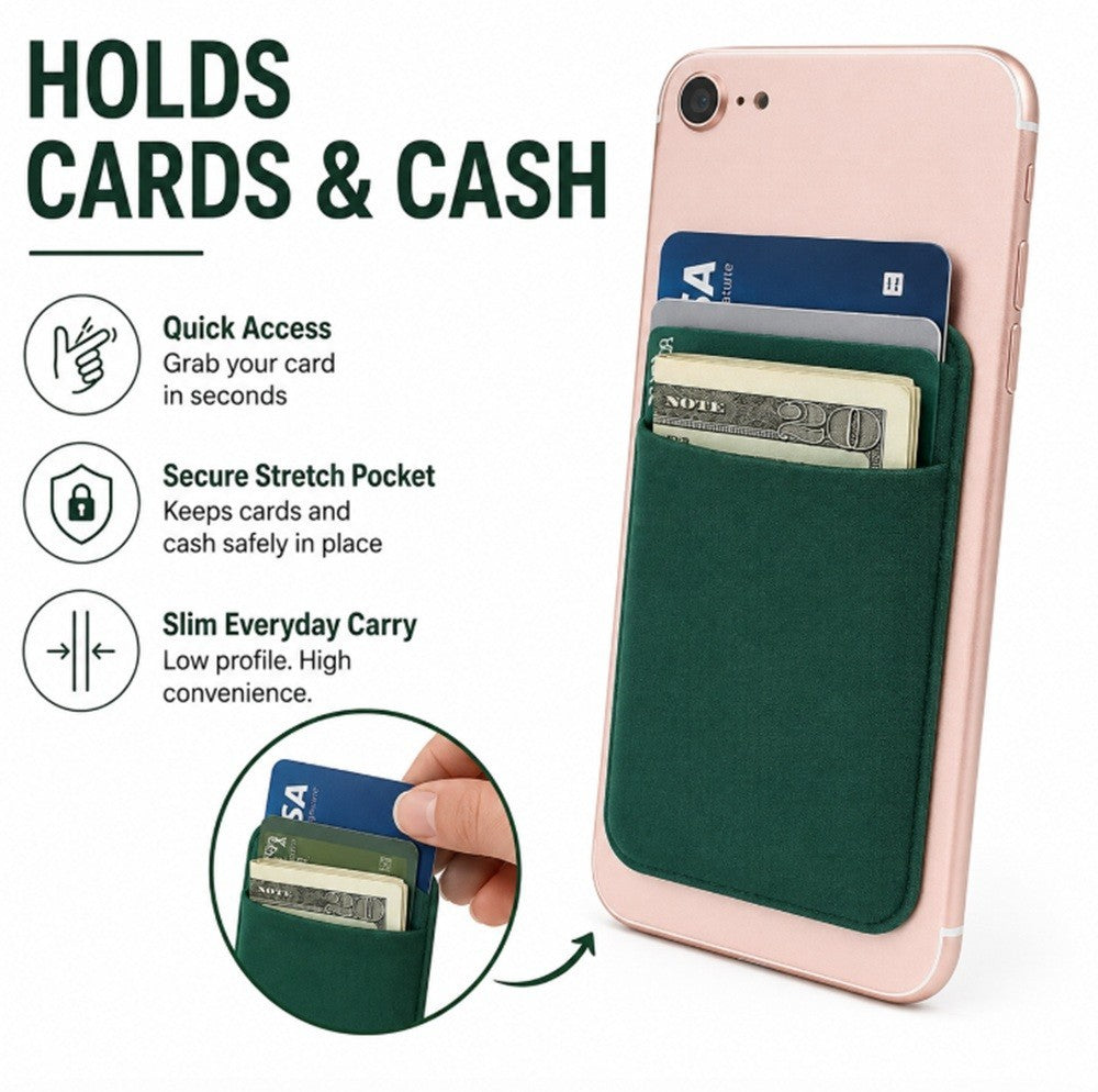 Stick on Phone Wallet Card Holder Slim Adhesive Pocket for Iphone Smart Phone