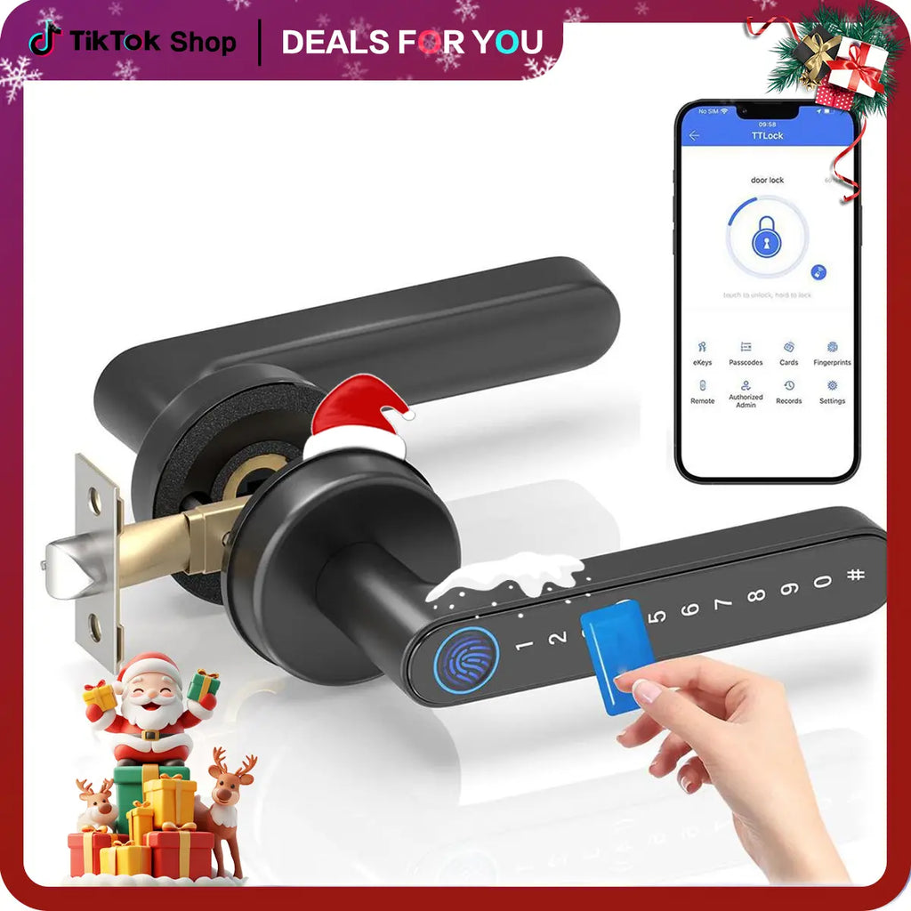 Smart Fingerprint Door Lock - Keyless Entry with Keyboard Handle, Digital Biometric Technology for Home Use, Ideal Father's Day Gift