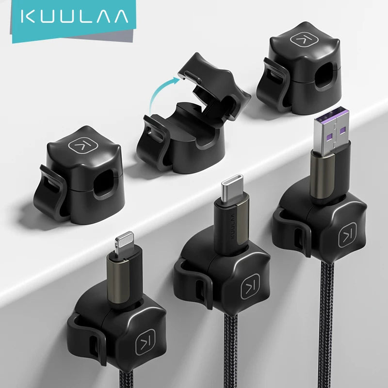 ‌ Adjustable Cable Clips 6PCS under Desk Cord Management Adhesive Wire Organizer for Home Office Desk TV Car