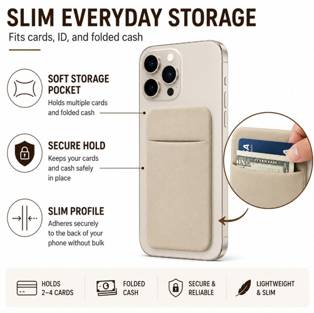 Stick on Phone Wallet Card Holder Slim Adhesive Pocket for Iphone Smart Phone