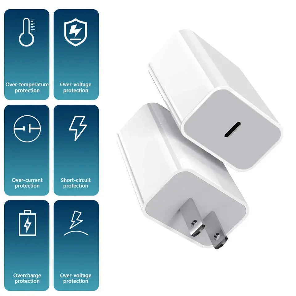 2-Pack 35W USB Type-C Smart Wall Charger Set with 30W PD Cable - Portable Plug Adapter for Iphone 15/16/17, Macbook, Ipad, Mobile Cellphone, Galaxy, Android Tablet - Fast Charging, Protection, Stable Connection