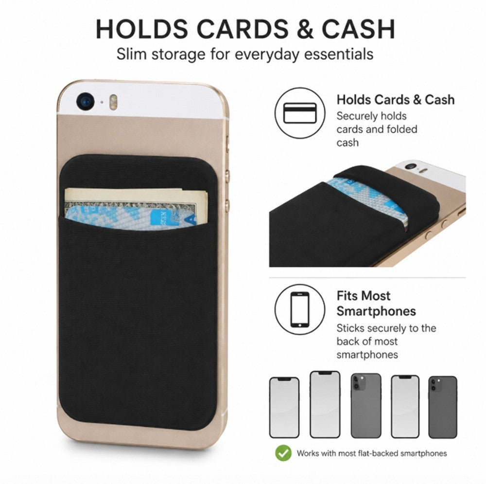 Stick on Phone Wallet Card Holder Slim Adhesive Pocket for Iphone Smart Phone