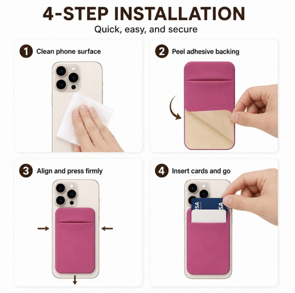 Stick on Phone Wallet Card Holder Slim Adhesive Pocket for Iphone Smart Phone