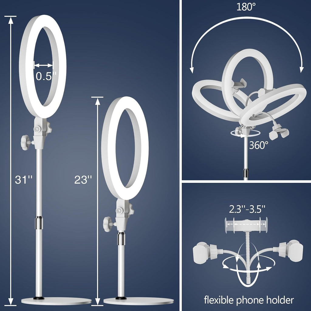 Desk Ring Light with Stand for Computer, Zoom Lighting for Computer | 30 Light Modes for Video Conference, Video Calls, Home Office, Desk Lighting for Video Recording, Podcast, Webcam, Stream