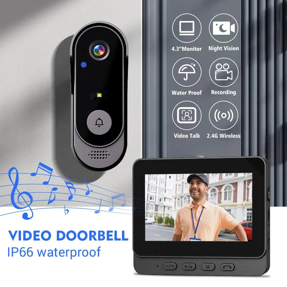 Summervibes X8 Wireless Doorbell Camera - Rechargeable Smart Visual Doorbell with Night Vision, Two-Way Talk, Waterproof Design, and Sensor Alarm for Enhanced Home Security