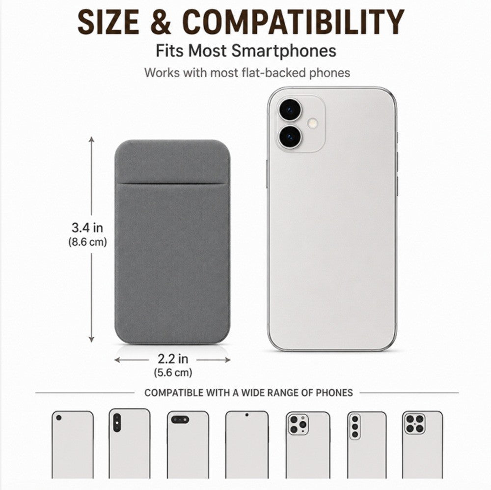 Stick on Phone Wallet Card Holder Slim Adhesive Pocket for Iphone Smart Phone
