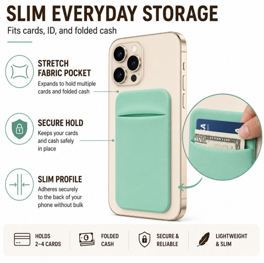 Stick on Phone Wallet Card Holder Slim Adhesive Pocket for Iphone Smart Phone