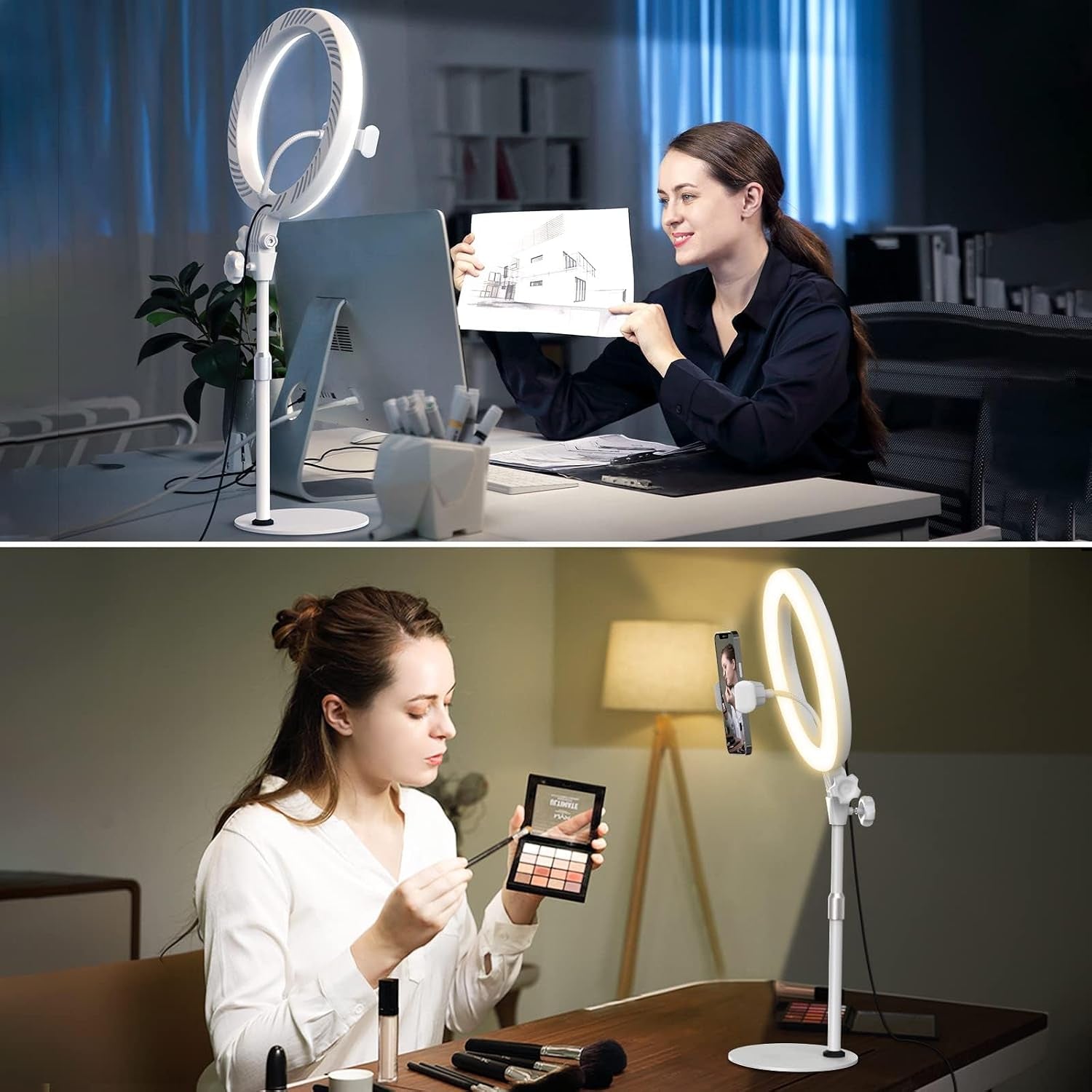 Desk Ring Light with Stand for Computer, Zoom Lighting for Computer | 30 Light Modes for Video Conference, Video Calls, Home Office, Desk Lighting for Video Recording, Podcast, Webcam, Stream
