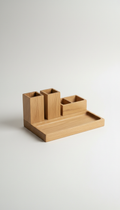 Natural Wood Desk Organizer with Compartments