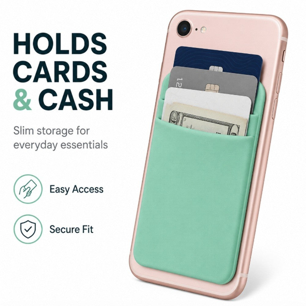 Stick on Phone Wallet Card Holder Slim Adhesive Pocket for Iphone Smart Phone