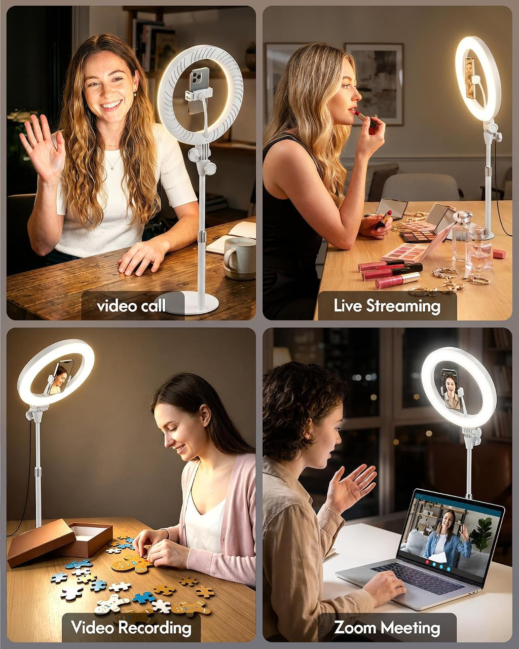 Desk Ring Light with Stand for Computer, Zoom Lighting for Computer | 30 Light Modes for Video Conference, Video Calls, Home Office, Desk Lighting for Video Recording, Podcast, Webcam, Stream