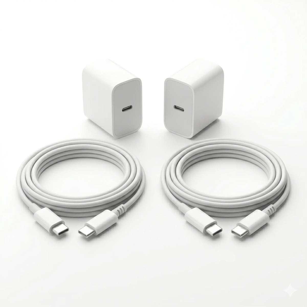 2-Pack 35W USB Type-C Smart Wall Charger Set with 30W PD Cable - Portable Plug Adapter for Iphone 15/16/17, Macbook, Ipad, Mobile Cellphone, Galaxy, Android Tablet - Fast Charging, Protection, Stable Connection