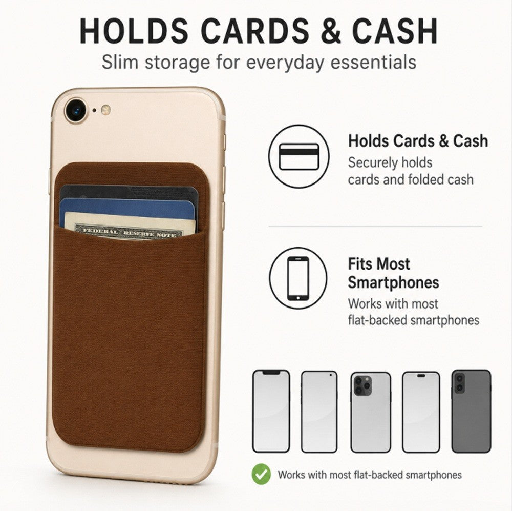 Stick on Phone Wallet Card Holder Slim Adhesive Pocket for Iphone Smart Phone