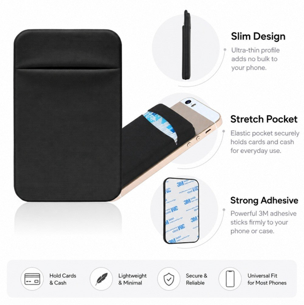 Stick on Phone Wallet Card Holder Slim Adhesive Pocket for Iphone Smart Phone