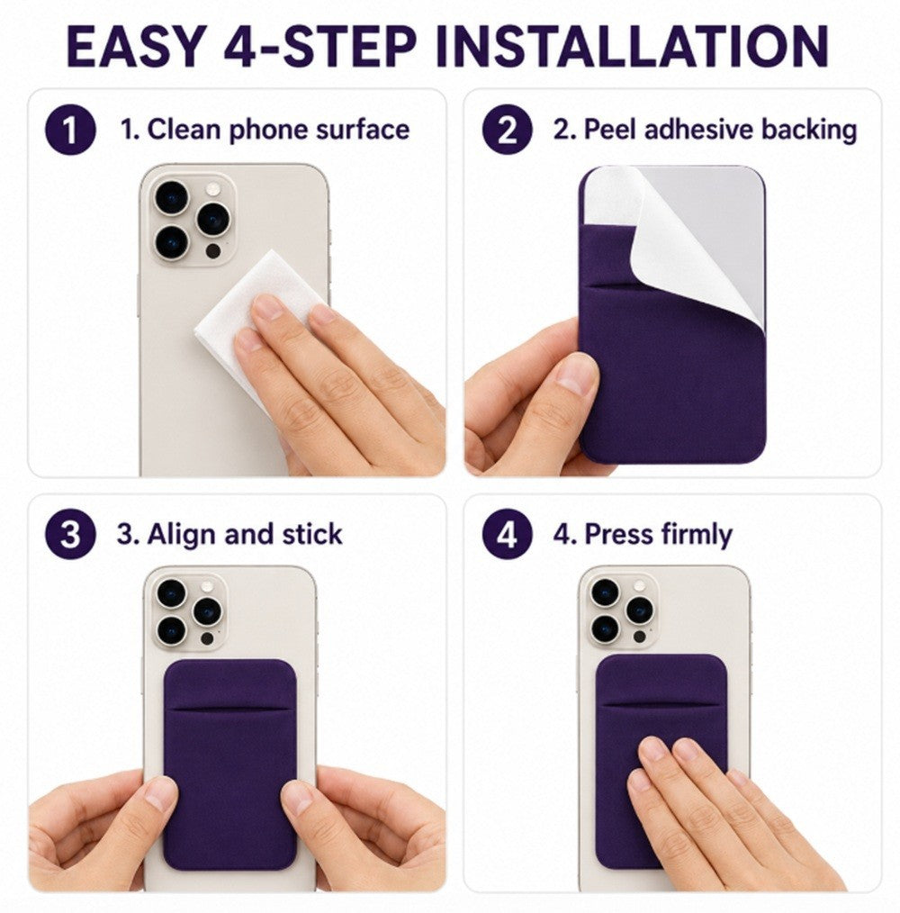 Stick on Phone Wallet Card Holder Slim Adhesive Pocket for Iphone Smart Phone