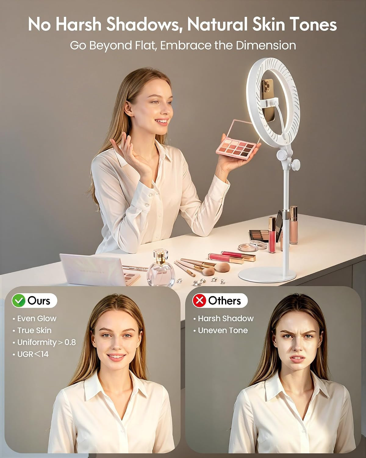 Desk Ring Light with Stand for Computer, Zoom Lighting for Computer | 30 Light Modes for Video Conference, Video Calls, Home Office, Desk Lighting for Video Recording, Podcast, Webcam, Stream