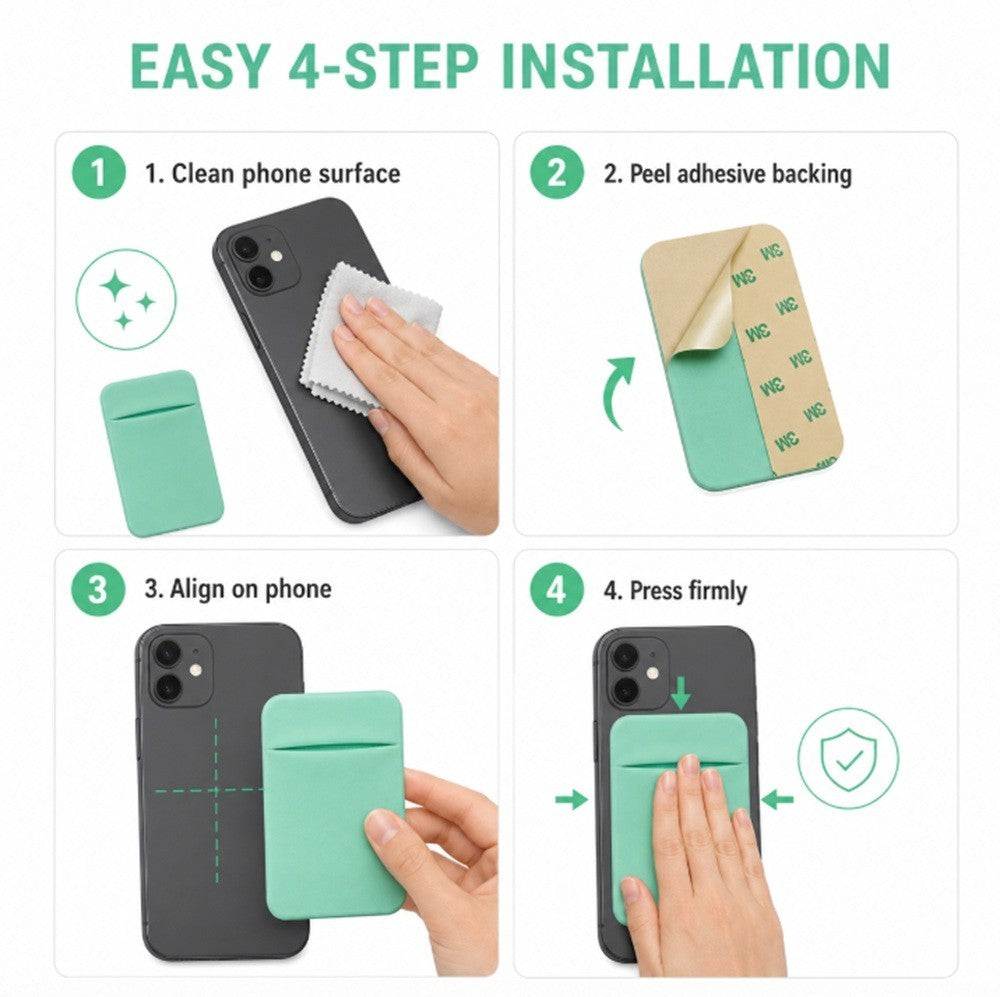 Stick on Phone Wallet Card Holder Slim Adhesive Pocket for Iphone Smart Phone
