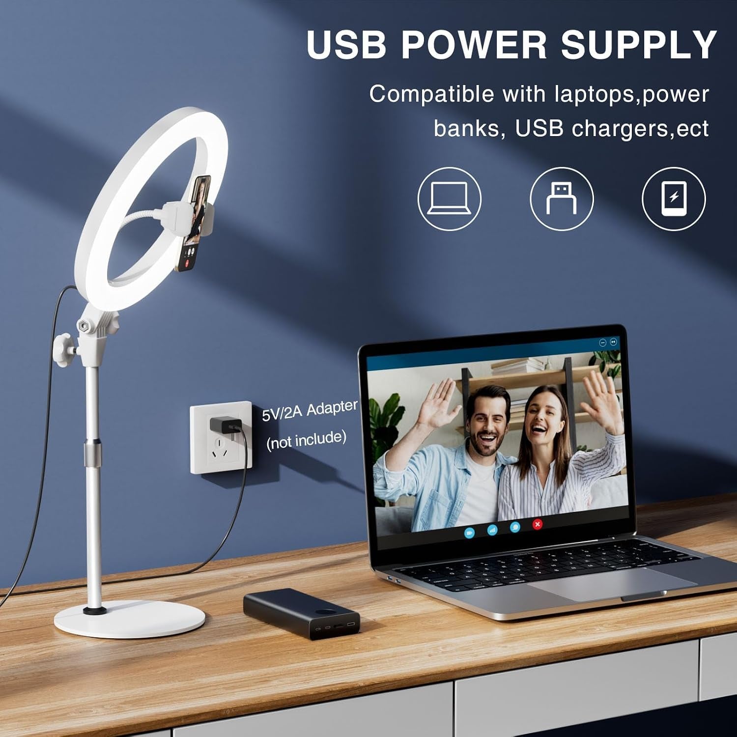 Desk Ring Light with Stand for Computer, Zoom Lighting for Computer | 30 Light Modes for Video Conference, Video Calls, Home Office, Desk Lighting for Video Recording, Podcast, Webcam, Stream