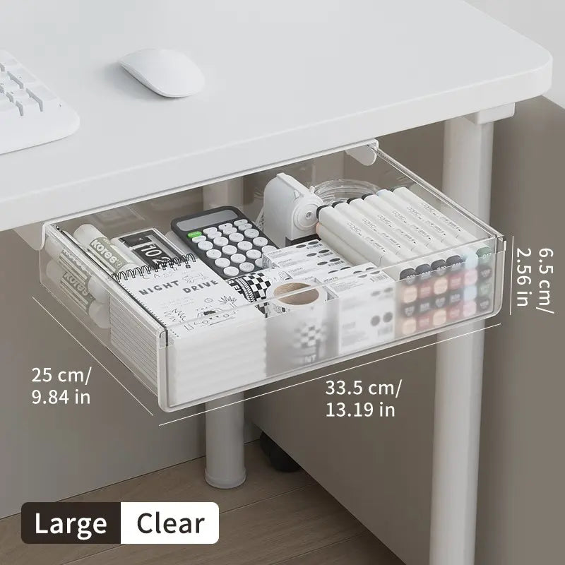 Under Desk Storage Box Self Adhesive No Drill Hidden Office Accessory Desk Accessories Organizer for Office Home