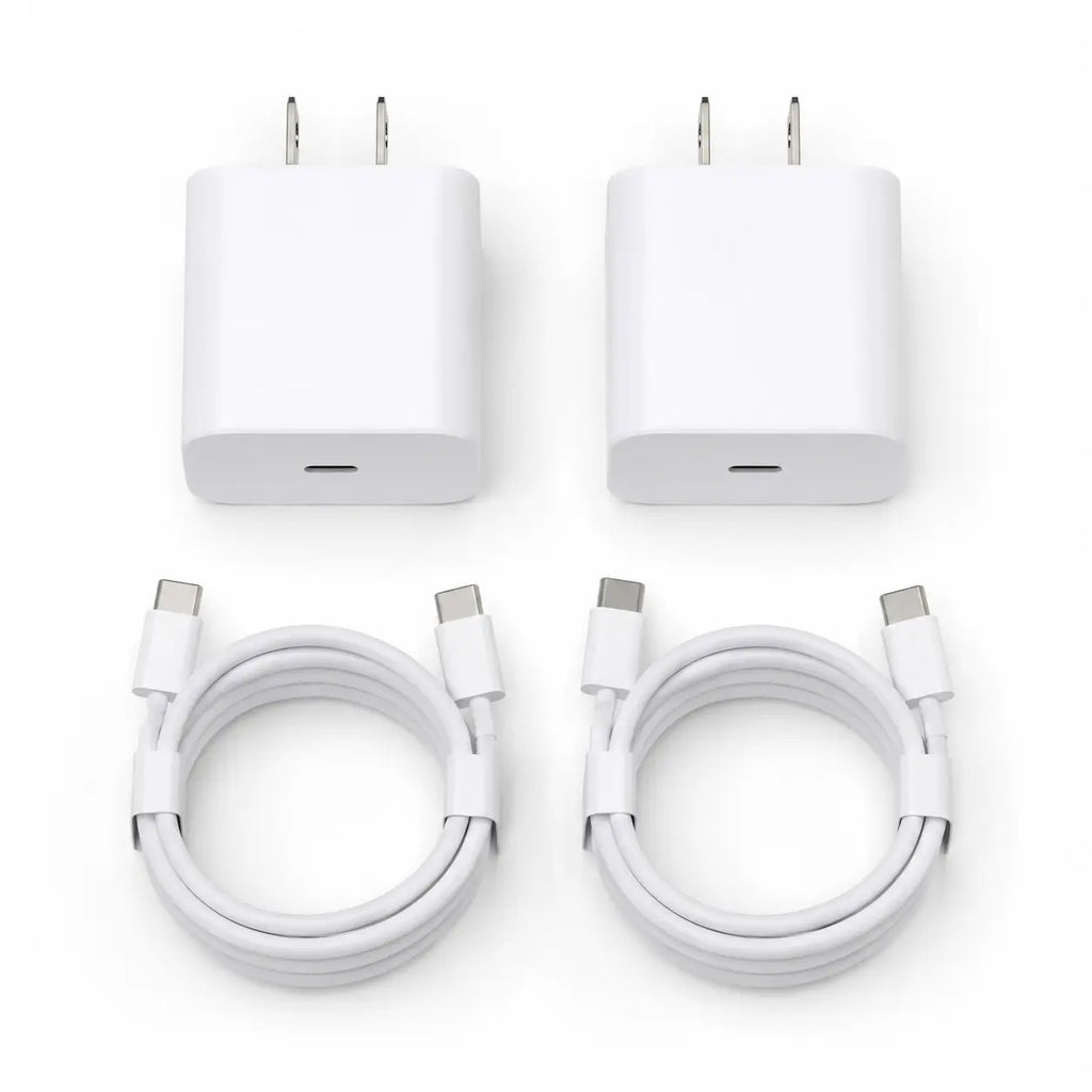 2-Pack 35W USB Type-C Smart Wall Charger Set with 30W PD Cable - Portable Plug Adapter for Iphone 15/16/17, Macbook, Ipad, Mobile Cellphone, Galaxy, Android Tablet - Fast Charging, Protection, Stable Connection