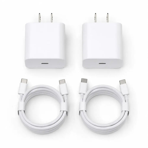 2-Pack 35W USB Type-C Smart Wall Charger Set with 30W PD Cable - Portable Plug Adapter for Iphone 15/16/17, Macbook, Ipad, Mobile Cellphone, Galaxy, Android Tablet - Fast Charging, Protection, Stable Connection