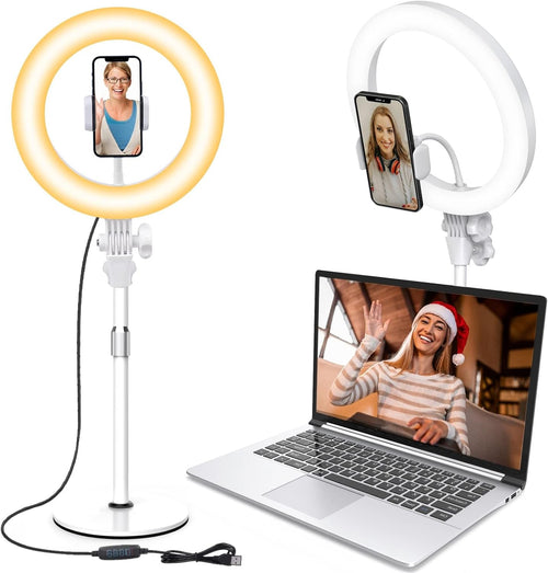 Desk Ring Light with Stand for Computer, Zoom Lighting for Computer | 30 Light Modes for Video Conference, Video Calls, Home Office, Desk Lighting for Video Recording, Podcast, Webcam, Stream