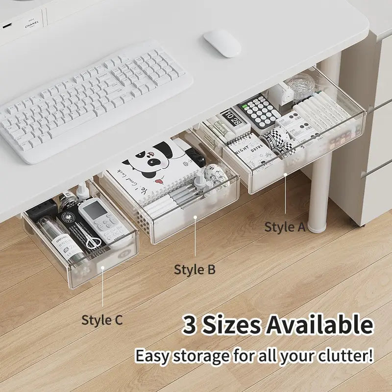 Under Desk Storage Box Self Adhesive No Drill Hidden Office Accessory Desk Accessories Organizer for Office Home