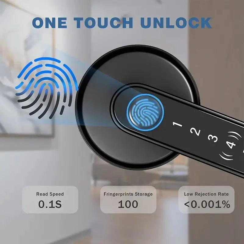 Smart Fingerprint Door Lock - Keyless Entry with Keyboard Handle, Digital Biometric Technology for Home Use, Ideal Father's Day Gift