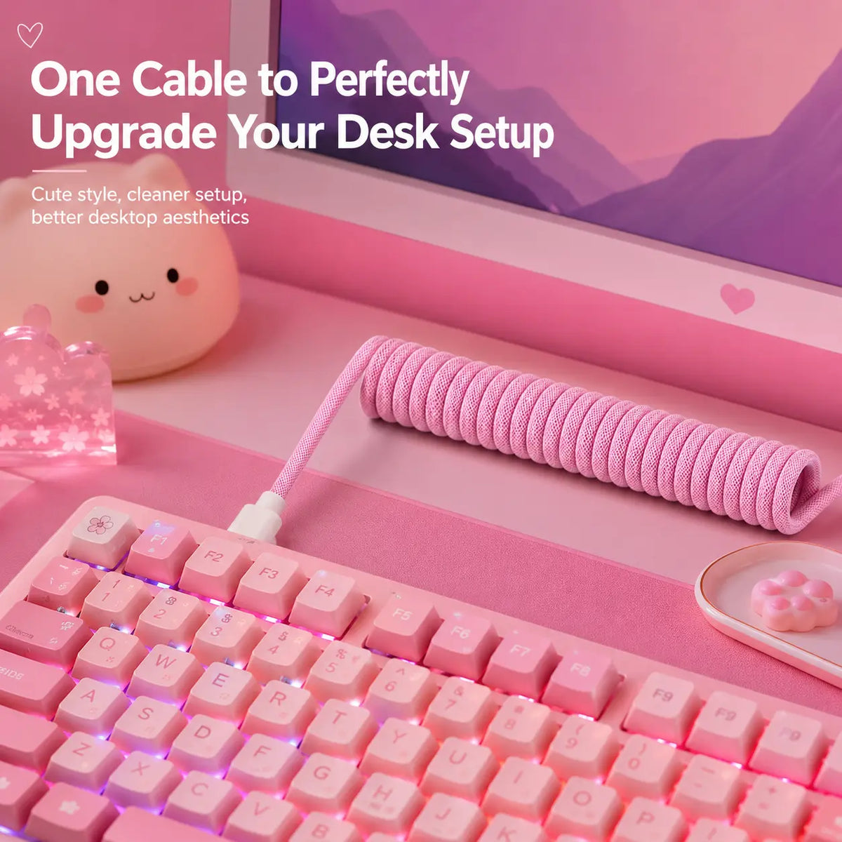 USB-C Gaming Cable High Speed，Usb-C Cable for Gaming Keyboard Coiled Aviator Cable for Mechanical Keyboard, USB-C Detachable Braided Cable, 8K Fast Response for Gaming Desk Setup