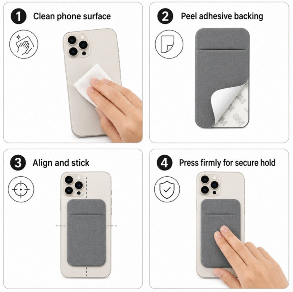 Stick on Phone Wallet Card Holder Slim Adhesive Pocket for Iphone Smart Phone