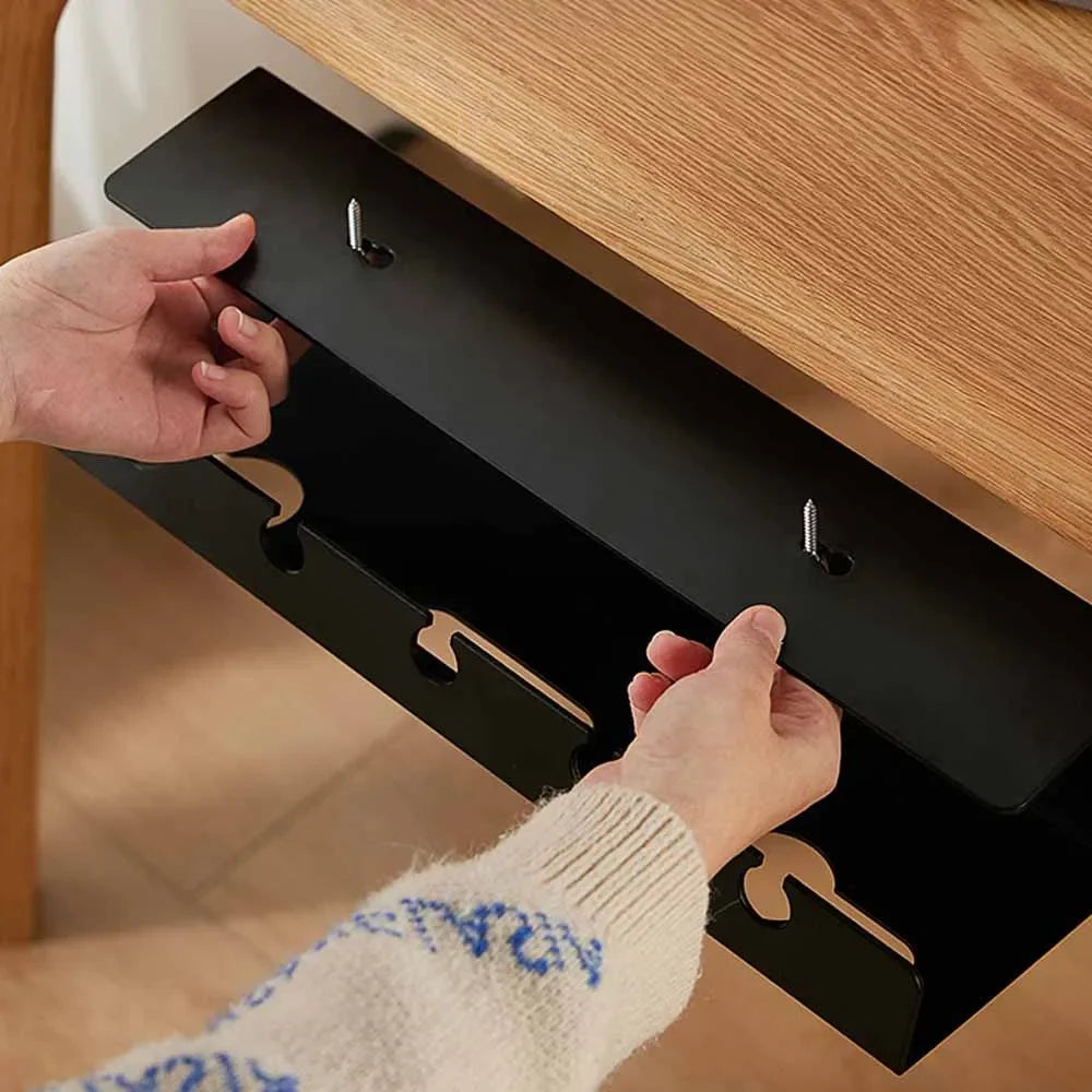 Under-Desk Cable Management Tray – 3-Pack with Cable Ties
