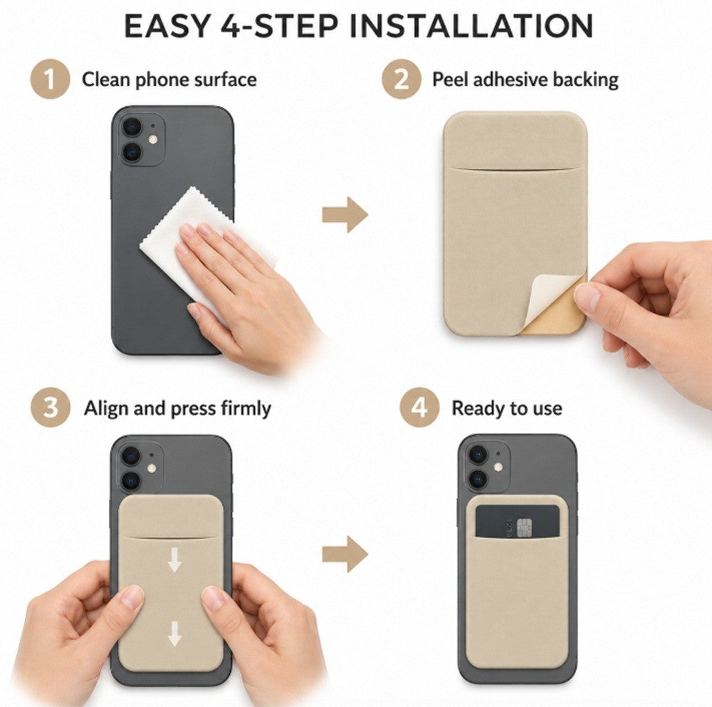 Stick on Phone Wallet Card Holder Slim Adhesive Pocket for Iphone Smart Phone