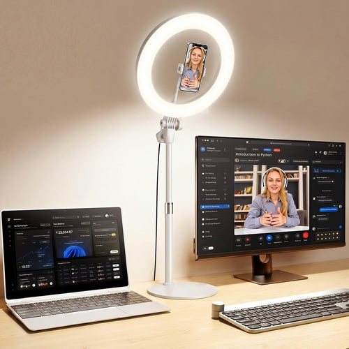 Desk Ring Light with Stand for Computer, Zoom Lighting for Computer | 30 Light Modes for Video Conference, Video Calls, Home Office, Desk Lighting for Video Recording, Podcast, Webcam, Stream