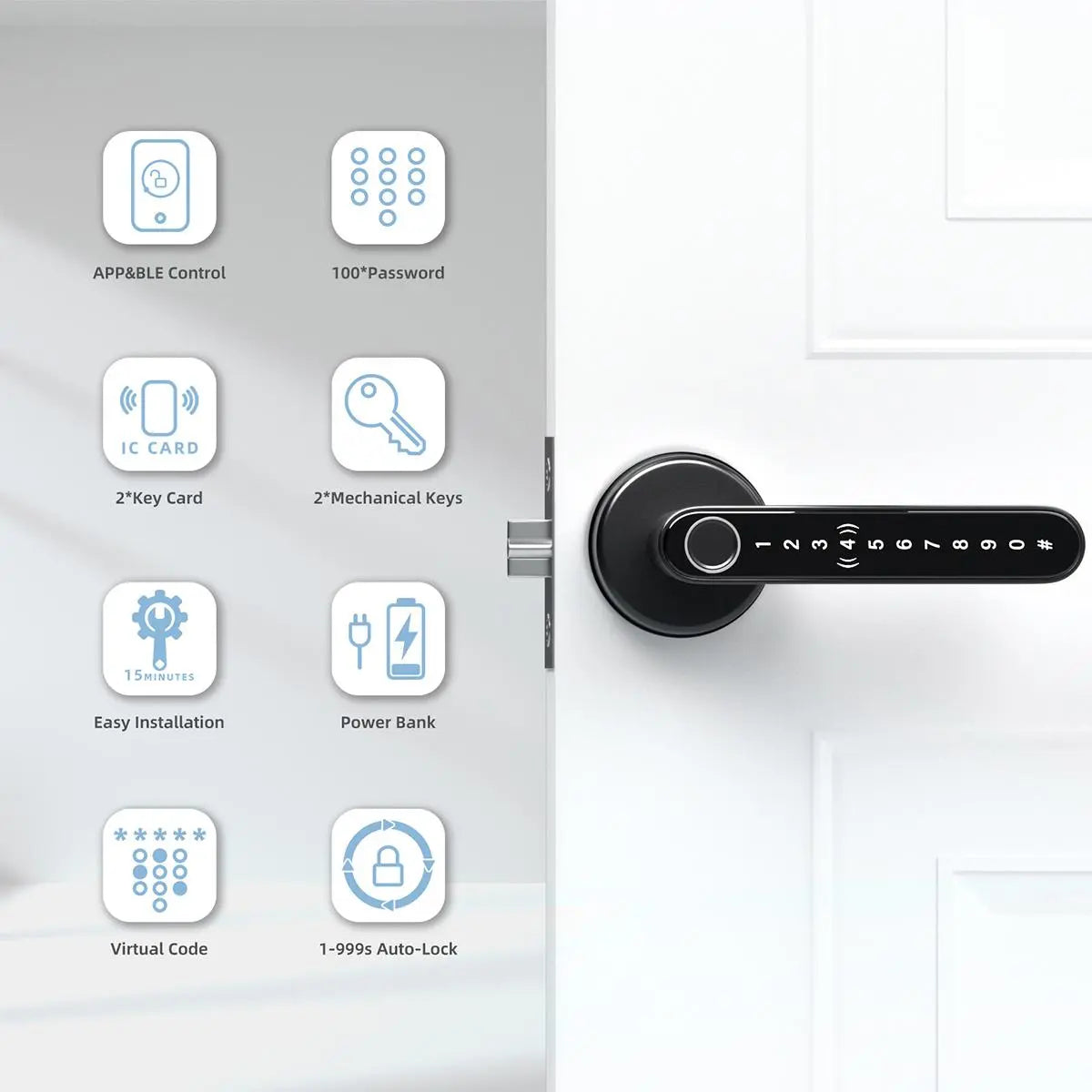 Smart Fingerprint Door Lock - Keyless Entry with Keyboard Handle, Digital Biometric Technology for Home Use, Ideal Father's Day Gift