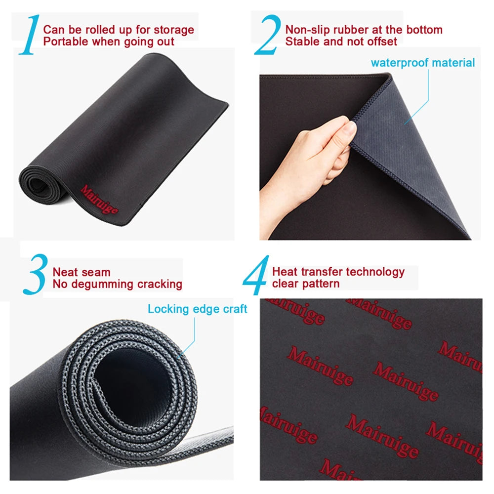 Large Anime Mouse Pad Non-Slip Extended Gaming Desk Mat with Rubber Base and Stitched Edge Kawaii Keyboard Mat for Laptop Gamer