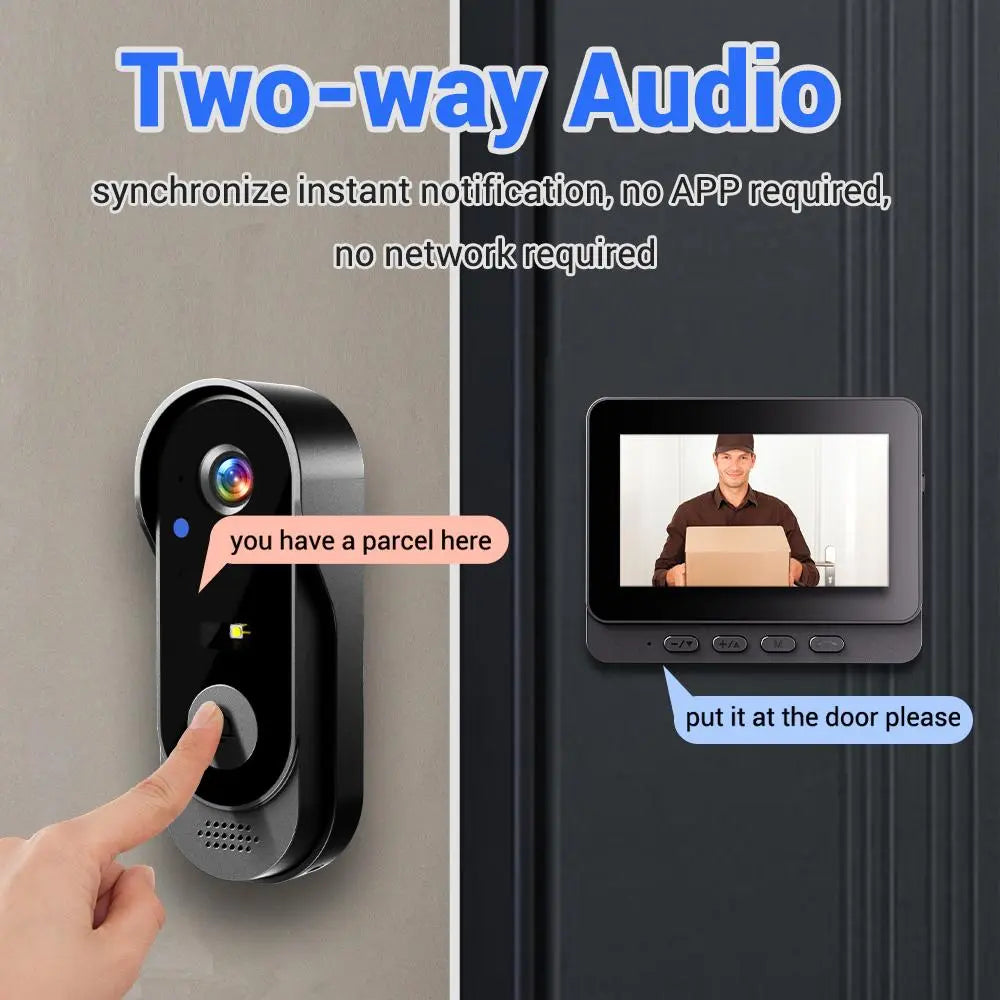 Summervibes X8 Wireless Doorbell Camera - Rechargeable Smart Visual Doorbell with Night Vision, Two-Way Talk, Waterproof Design, and Sensor Alarm for Enhanced Home Security