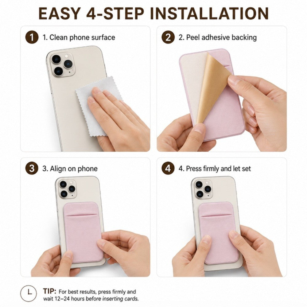 Stick on Phone Wallet Card Holder Slim Adhesive Pocket for Iphone Smart Phone