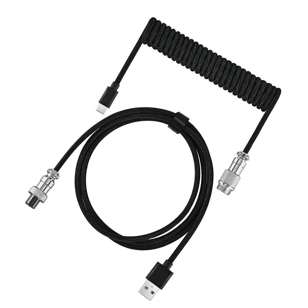 USB-C Gaming Cable High Speed，Usb-C Cable for Gaming Keyboard Coiled Aviator Cable for Mechanical Keyboard, USB-C Detachable Braided Cable, 8K Fast Response for Gaming Desk Setup