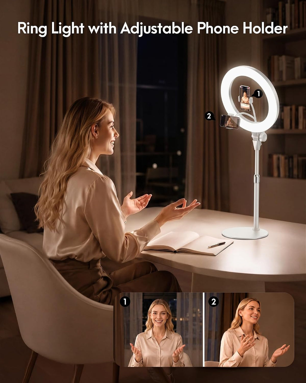 Desk Ring Light with Stand for Computer, Zoom Lighting for Computer | 30 Light Modes for Video Conference, Video Calls, Home Office, Desk Lighting for Video Recording, Podcast, Webcam, Stream