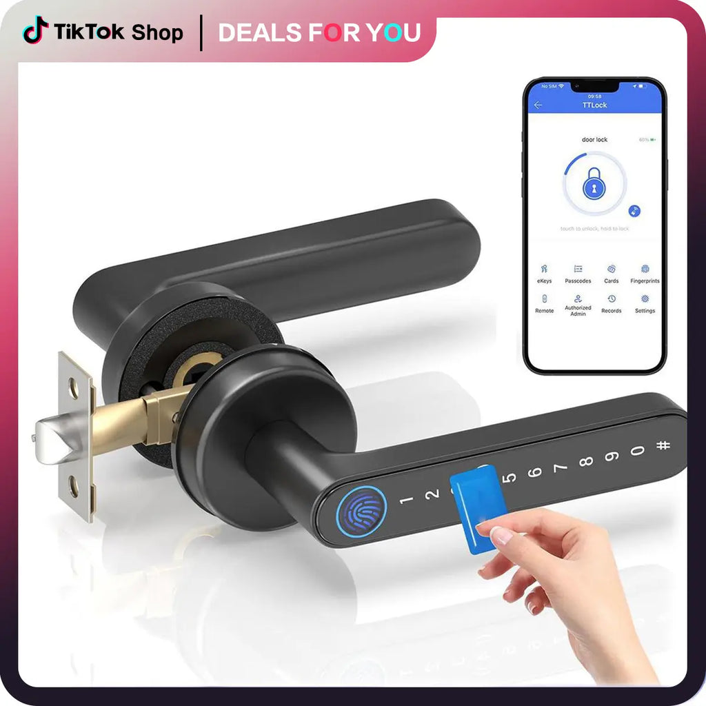Smart Fingerprint Door Lock - Keyless Entry with Keyboard Handle, Digital Biometric Technology for Home Use, Ideal Father's Day Gift