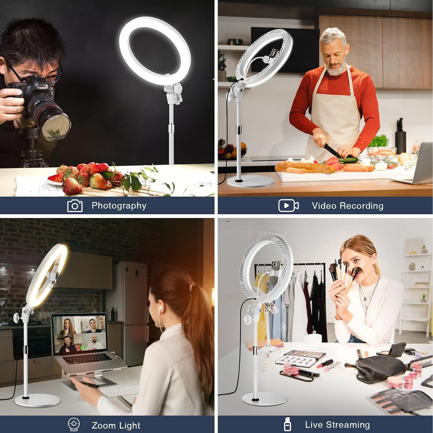 Desk Ring Light with Stand for Computer, Zoom Lighting for Computer | 30 Light Modes for Video Conference, Video Calls, Home Office, Desk Lighting for Video Recording, Podcast, Webcam, Stream