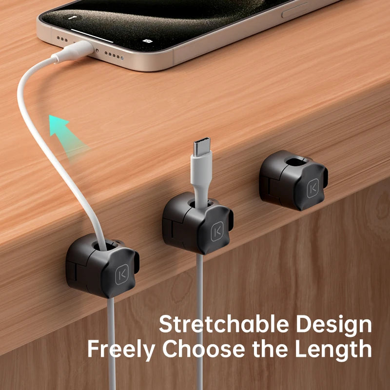 ‌ Adjustable Cable Clips 6PCS under Desk Cord Management Adhesive Wire Organizer for Home Office Desk TV Car