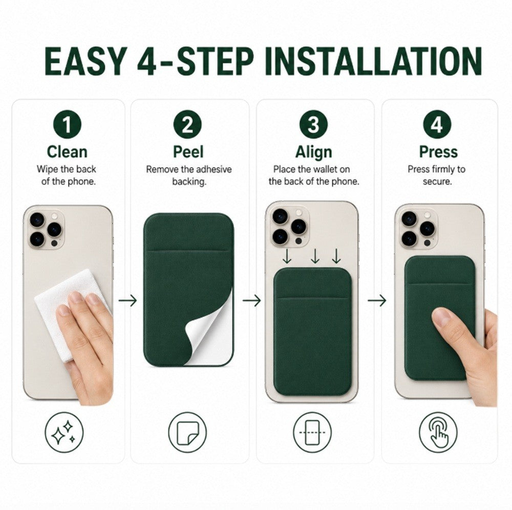 Stick on Phone Wallet Card Holder Slim Adhesive Pocket for Iphone Smart Phone