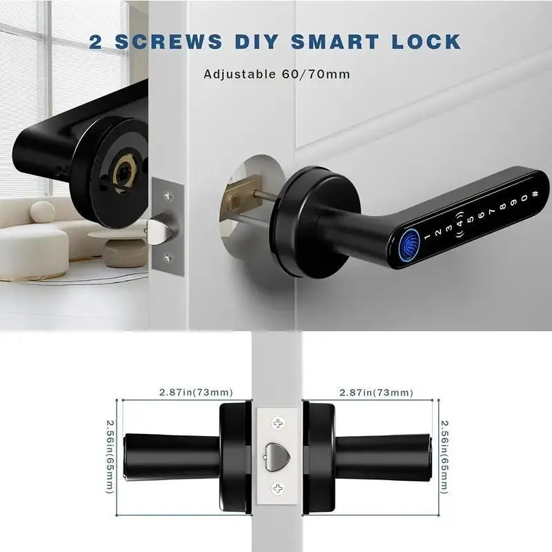 Smart Fingerprint Door Lock - Keyless Entry with Keyboard Handle, Digital Biometric Technology for Home Use, Ideal Father's Day Gift